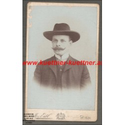 Card de Visit - Herr mit Hut und Stehkragen - Josef Eibl - Wien