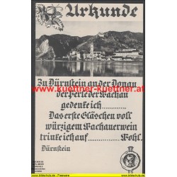AK - Urkunde zu Dürnstein an der Donau (NÖ) 