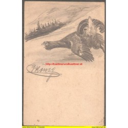 AK - handgezeichnete Karte, Auerhahn, signiert G. König